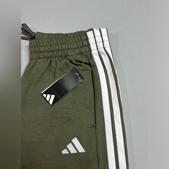 Adidas Sportswear 3-Stripe Fleece Joggers Green White Logo NWT - Picture 7 of 7